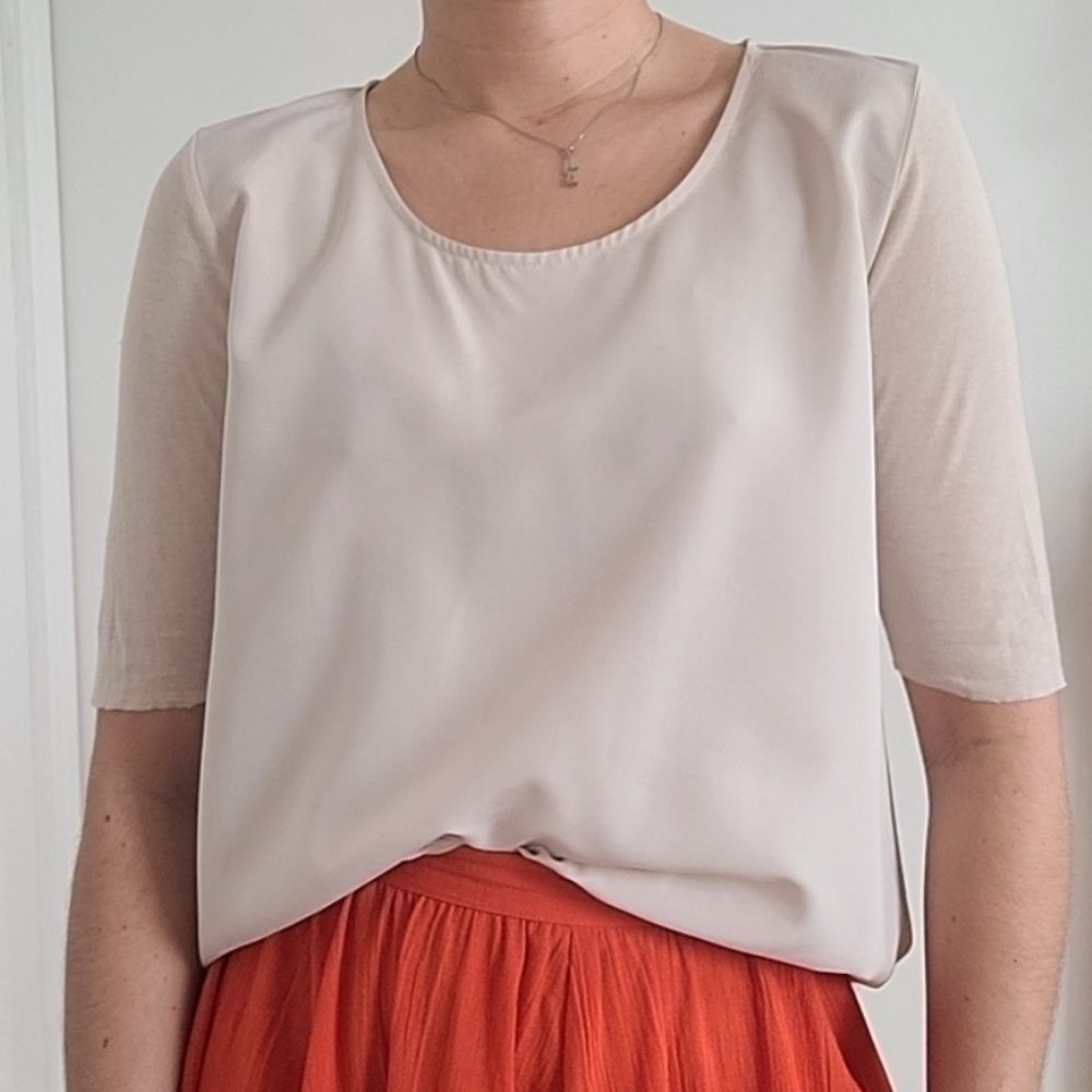 COS BI Material Silk and Cotton Off White Blouse Size 36 EU